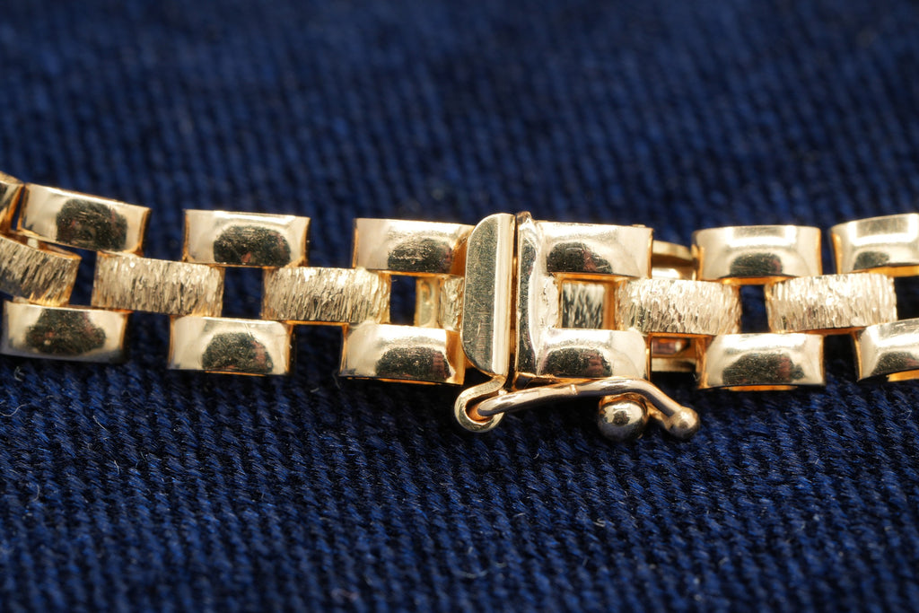 9ct yellow gold panther link bracelet, 20 cm, 8 g, hallmarked