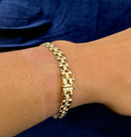 9ct yellow gold panther link bracelet, 20 cm, 8 g, hallmarked