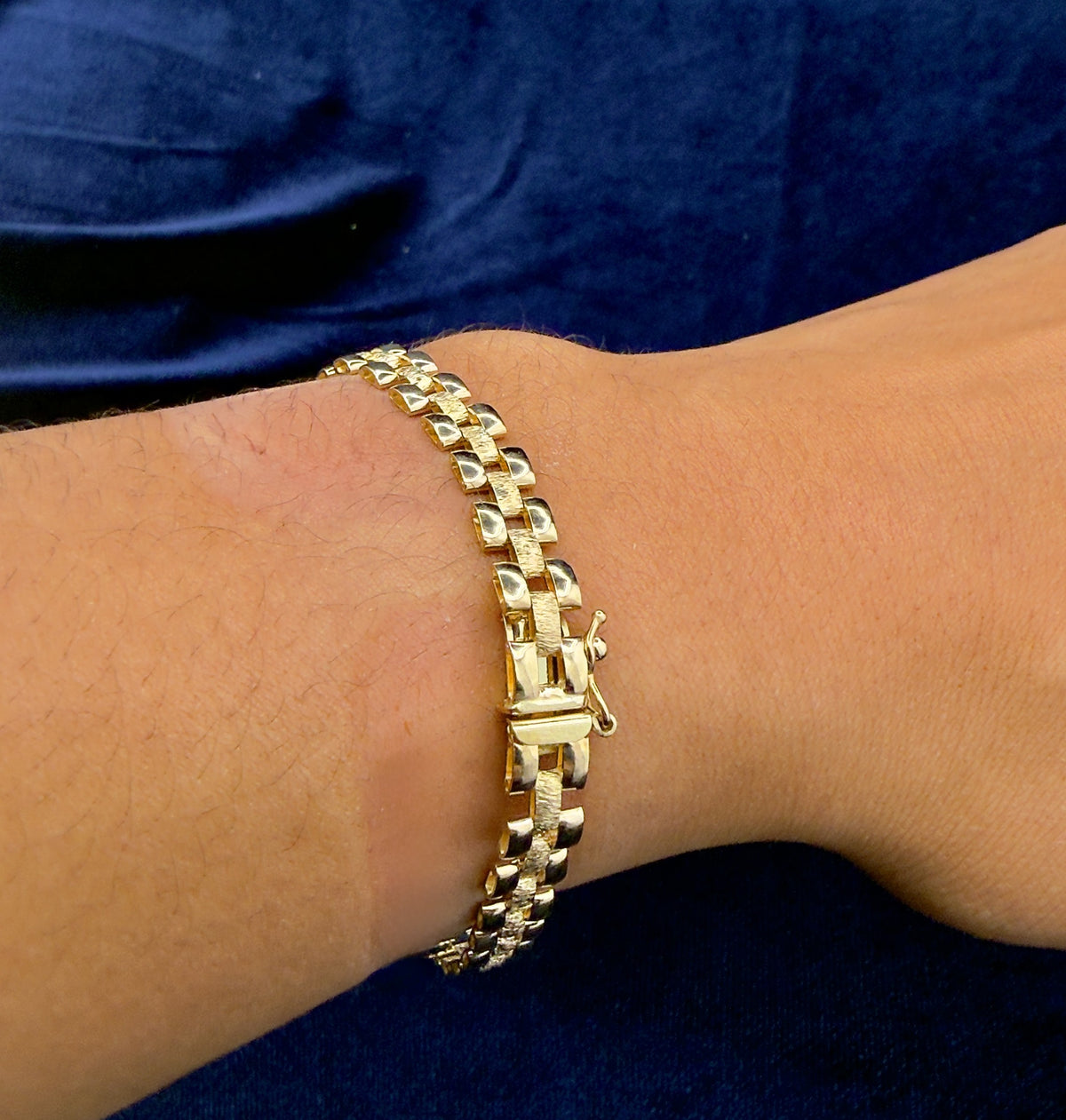 9ct yellow gold panther link bracelet, 20 cm, 8 g, hallmarked