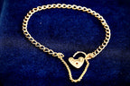 9ct yellow gold curb bracelet with heart padlock clasp, 17 cm, 4.1 g, hallmarked
