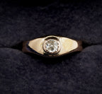 antique 22ct gold old cut diamond gypsy ring, size O, hallmarked