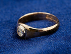 antique 22ct gold old cut diamond gypsy ring, size O, hallmarked