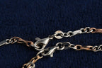 9ct rose and white gold curb and bar link necklace and bracelet set, London hallmarked