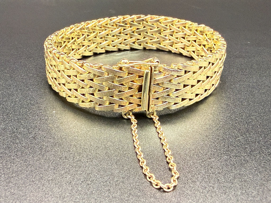 9ct Gold Woven Mesh Bracelet Smith & Pepper Birmingham 1967 Hallmarked 40g 20cm
