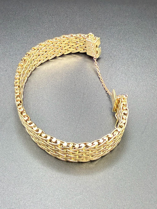 9ct Gold Woven Mesh Bracelet Smith & Pepper Birmingham 1967 Hallmarked 40g 20cm