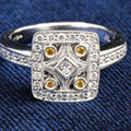 V&Co 18ct white gold Art Deco diamond panel ring, London hallmarked 750
