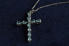 9ct white gold sky blue topaz cross pendant, hallmarked (display chain not included)