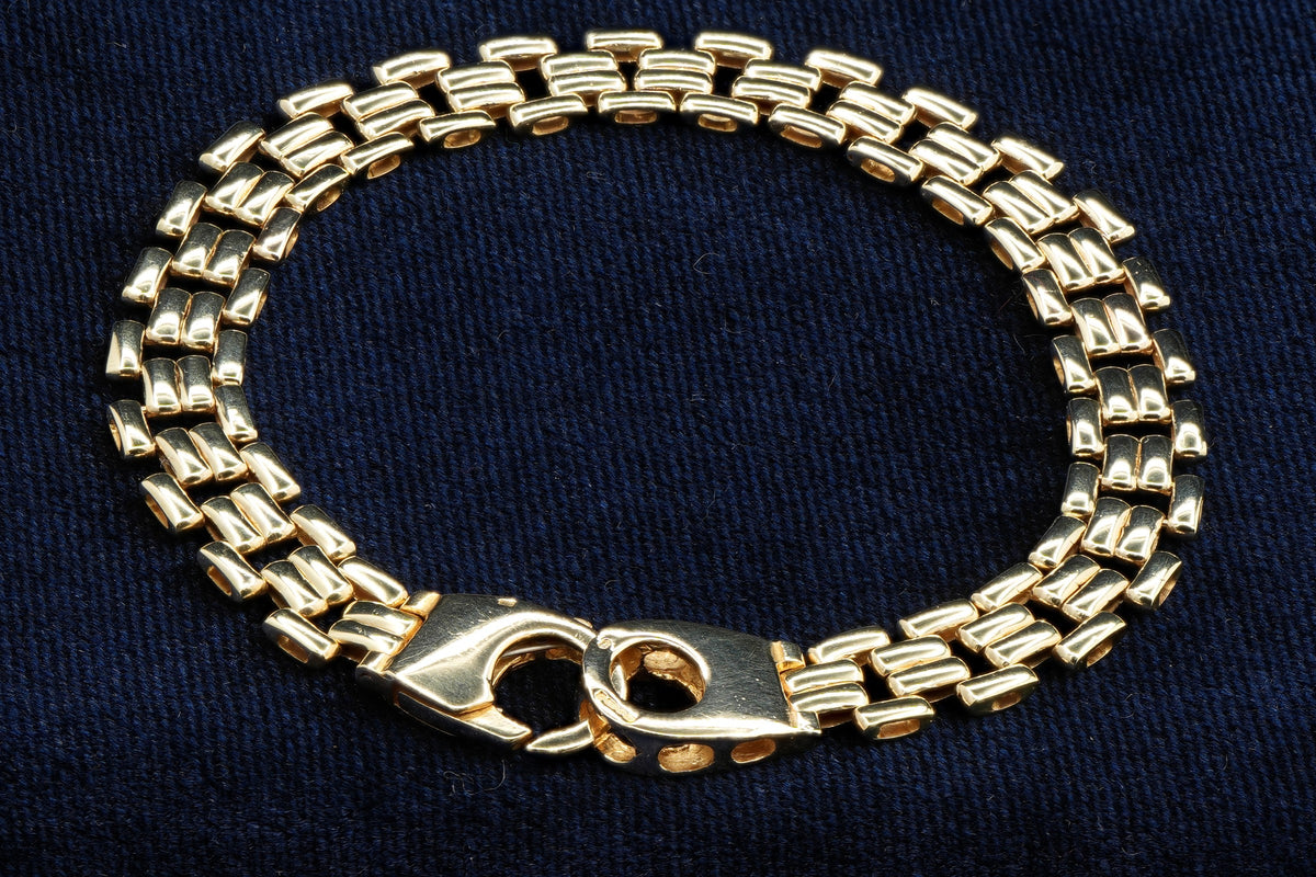 9ct yellow gold open link bracelet, 190 mm, UK hallmarked