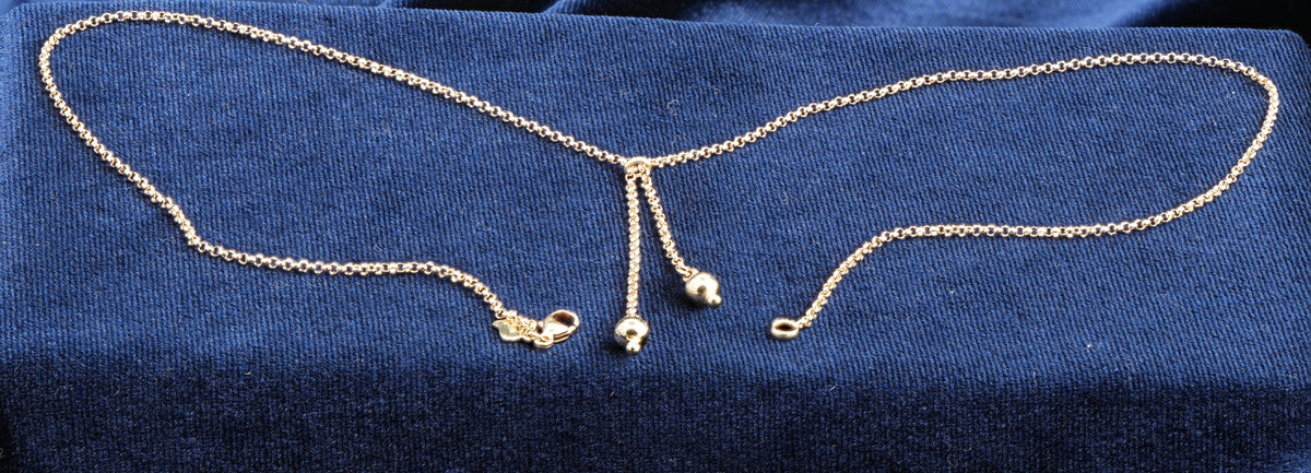 9ct gold fine belcher link necklace, 45.5 cm, Sheffield hallmarked