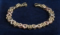 9ct tricolour gold fancy link bracelet, 18.7 cm, Sheffield hallmarked