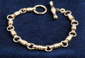 14ct yellow gold hay bale link bracelet with T-bar, 19.5 cm, hallmarked