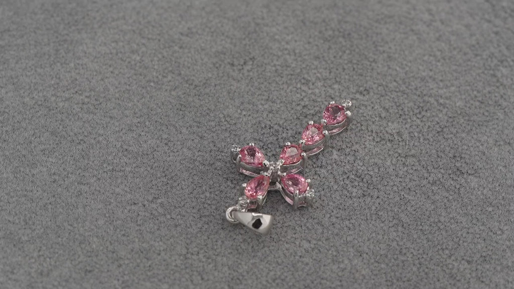 9ct White Gold Padparadscha Sapphire Diamond Cross Pendant 1.5g 375 Hallmarked
