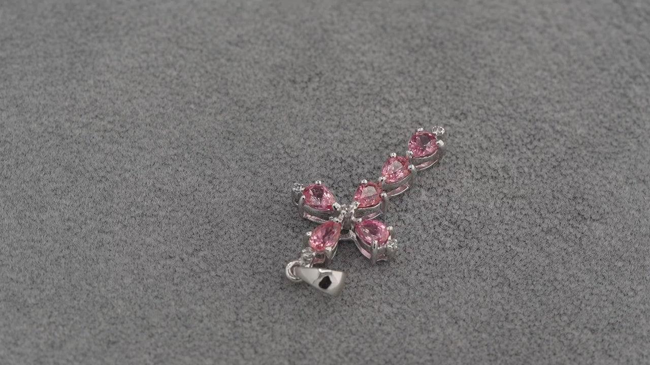 9ct White Gold Padparadscha Sapphire Diamond Cross Pendant 1.5g 375 Hallmarked