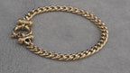 9ct yellow gold flat link bracelet with T-bar terminals, 190mm