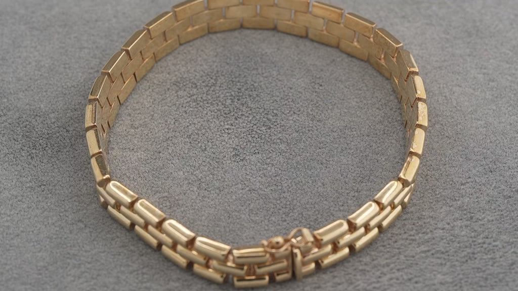Solid 9ct Gold Italian Brick Link Bracelet 19cm 16.9g 375 Heavy Hallmarked