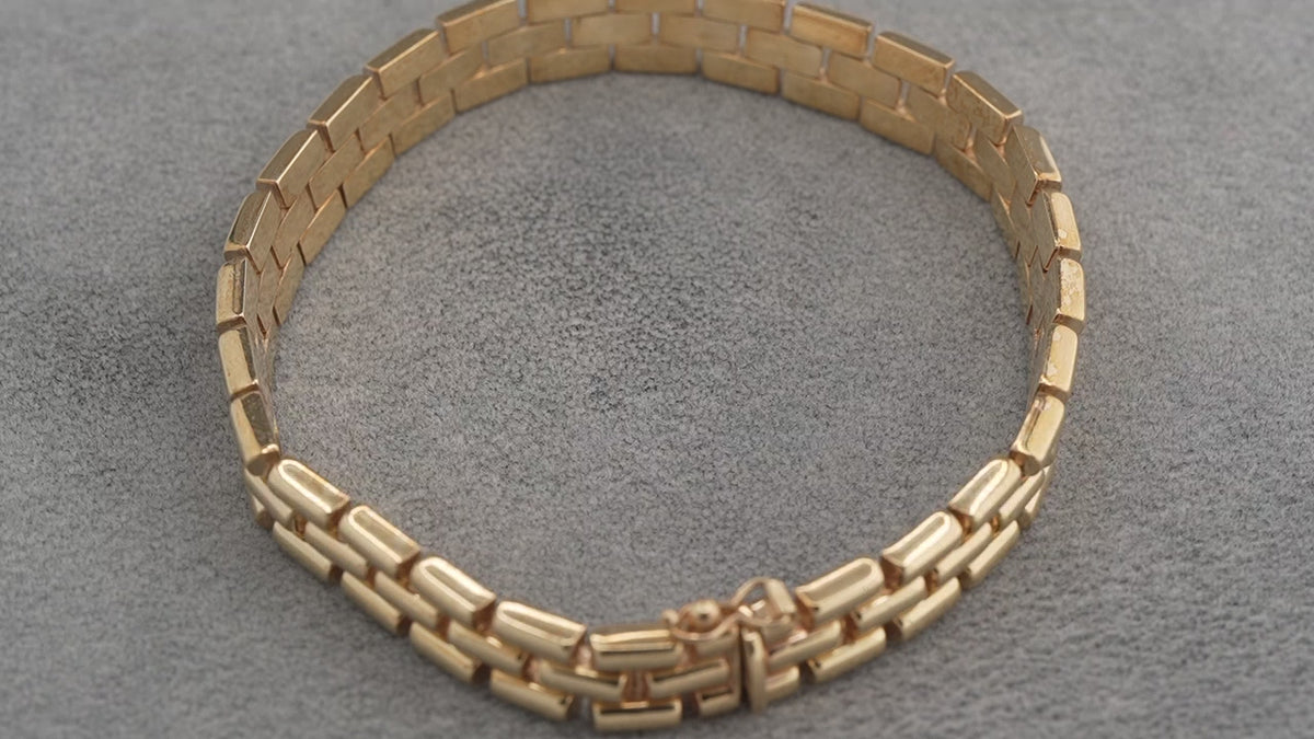 Solid 9ct Gold Italian Brick Link Bracelet 19cm 16.9g 375 Heavy Hallmarked