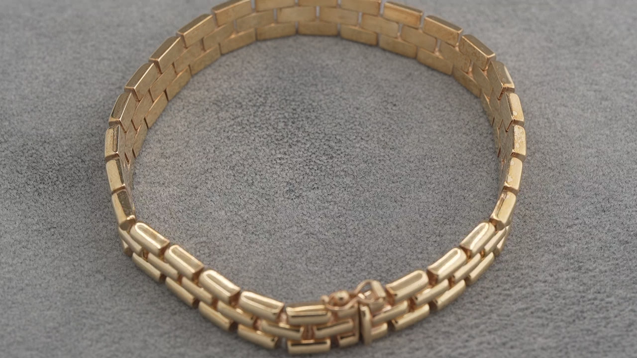 Solid 9ct Gold Italian Brick Link Bracelet 19cm 16.9g 375 Heavy Hallmarked