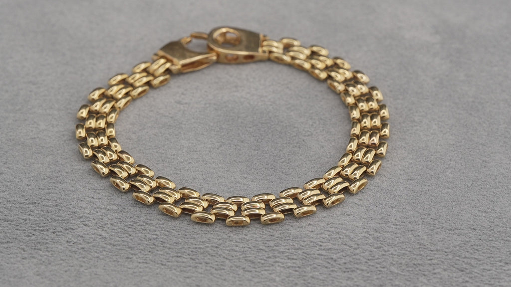 9ct yellow gold open link bracelet, 190mm