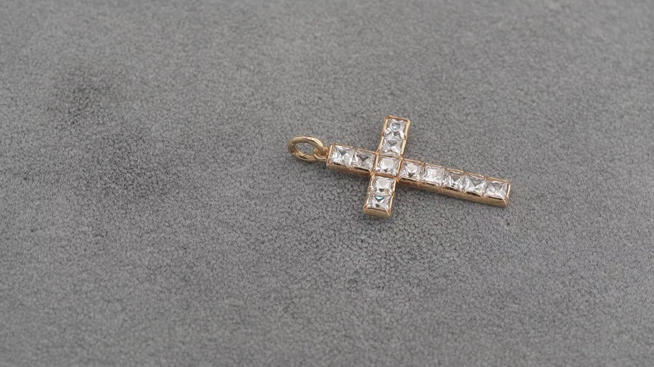 9ct Gold Cubic Zirconia Cross Pendant (stone confirmed CZ)