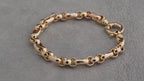 9ct yellow gold oval and hoop link bracelet, 200mm